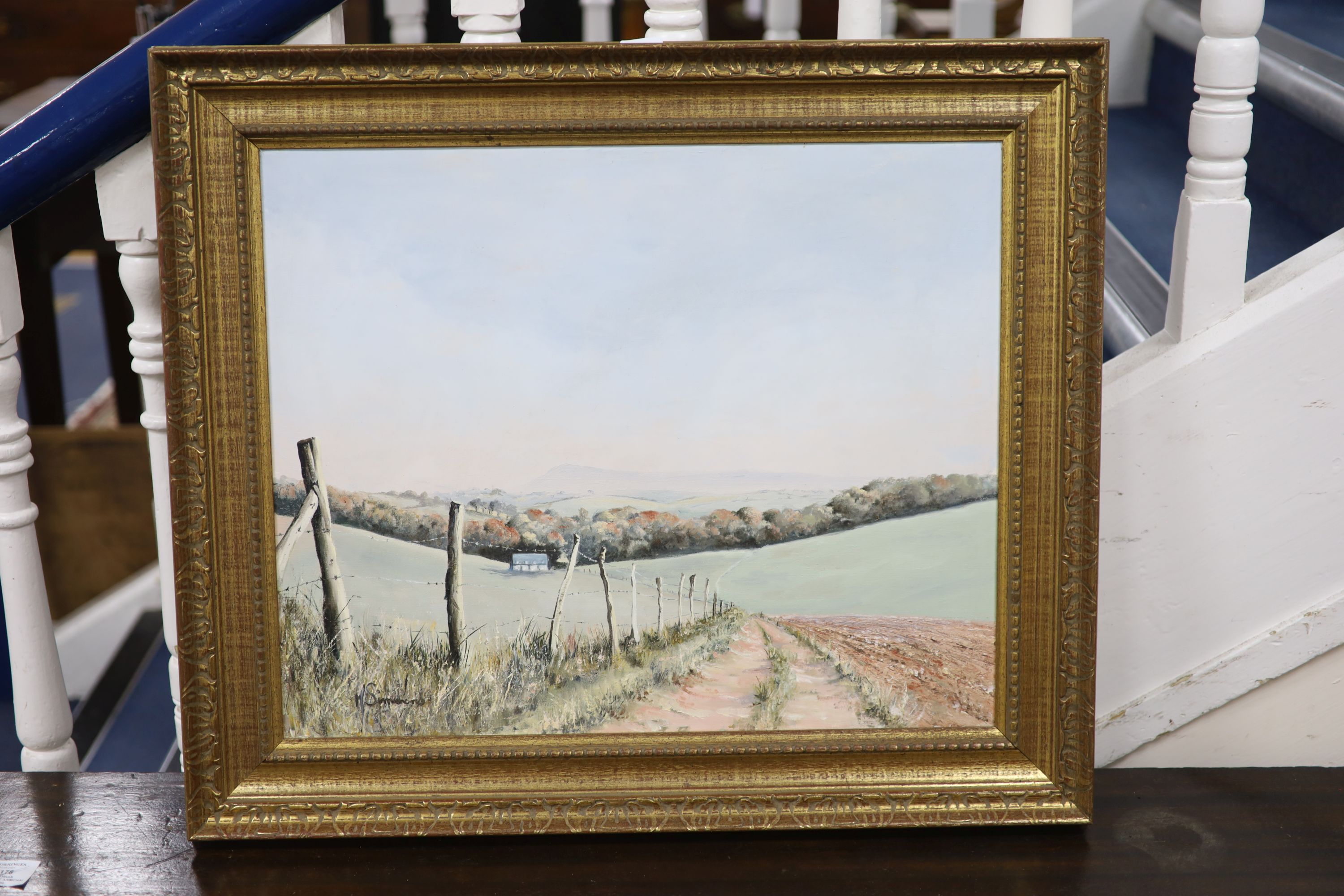 Michael Simmons, oil on canvas, The South Downs Way, signed, 45 x 55cm